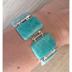 Zilveren edelsteen armband met Amazoniet schakels