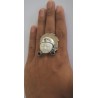 Zilveren ring met gezicht en zwarte Onyx stenen