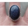 Zilveren ring blauwe Goudsteen en bewerkte setting 18 mm