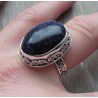 Zilveren ring blauwe Goudsteen en bewerkte setting 18 mm