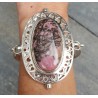 Zilveren armband gezet met grote ovale Rhodoniet en Parel