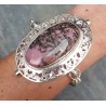 Zilveren armband gezet met grote ovale Rhodoniet en Parel