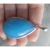 Zilveren hanger gezet met druppelvorm blauw Chalcedoon