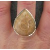 Zilveren ring gezet met druppelvorm Fossiel Koraal 19 mm