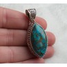 Zilveren hanger marquise koper blauw Turkoois bewerkte setting