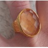 Vergulde zilveren ring gezet met ovale Citrien 17 mm