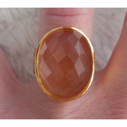 Vergulde zilveren ring gezet met ovale Citrien 17 mm