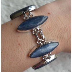 Zilveren armband gezet met marquise Kyaniet schakels