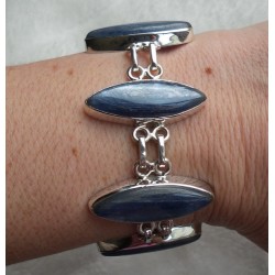 Zilveren armband gezet met marquise Kyaniet schakels