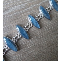 Zilveren armband gezet met marquise Kyaniet schakels