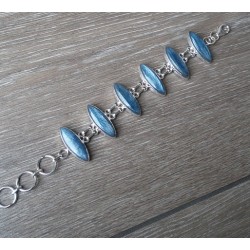 Zilveren armband gezet met marquise Kyaniet schakels