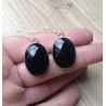 Zilveren edelsteen oorbellen met facet ovale zwarte Onyx