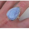 Zilveren ring gezet met blauw Lace Agaat ring maat 19.3 mm
