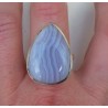 Zilveren ring gezet met blauw Lace Agaat ring maat 19.3 mm