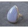 Zilveren ring gezet met blauw Lace Agaat ring maat 19.3 mm