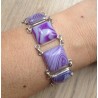 Zilveren edelsteen armband vierkante paarse Botswana schakels