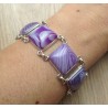 Zilveren edelsteen armband vierkante paarse Botswana schakels