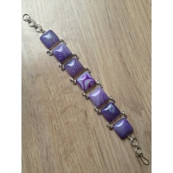 Zilveren edelsteen armband vierkante paarse Botswana schakels