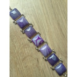 Zilveren edelsteen armband vierkante paarse Botswana schakels