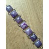 Zilveren edelsteen armband vierkante paarse Botswana schakels