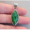 Zilveren hanger met marquise Emerald in bewerkte setting
