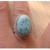 Zilveren edelsteen ring Larimar in bewerkte setting ring maat 17