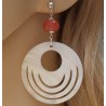Zilveren oorbellen met ronde Parelmoer en Cherry Quartz