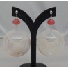 Zilveren oorbellen met ronde Parelmoer en Cherry Quartz