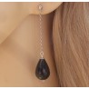 Lange oorbellen met zwarte Onyx briolet
