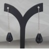 Lange oorbellen met zwarte Onyx briolet