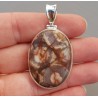 Zilveren hanger met cabochon ovale Birds Eye Jaspis