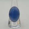Zilveren ring gezet ovale blauw Chalcedoon 17.7 mm