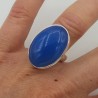 Zilveren ring gezet ovale blauw Chalcedoon 17.7 mm