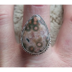 Zilveren ring Oceaan Jaspis gezet in bewerkte setting 19.3 mm