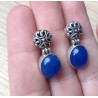 Zilveren oorbellen met ovale blauw Chalcedoon