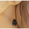 Vergulde oorbellen met zwarte Onyx briolet