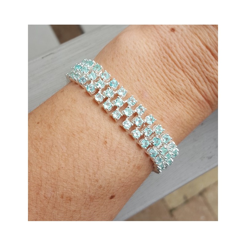 Zilveren armband gezet met drie rijen Apatiet