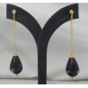 Vergulde oorbellen met zwarte Onyx briolet