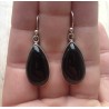 Zilveren oorbellen druppelvorm met cabochon zwarte Onyx