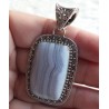 Zilveren hanger rechthoekige blauw Lace Agaat bewerkte setting