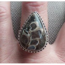 Zilveren ring met Turitella gezet in bewerkte setting 19 mm