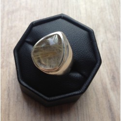 Zilveren ring met druppelvorm gouden Rutielkwarts 17.3 mm
