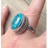 Zilveren ring met koper blauw Turkoois en bewerkte setting 19 mm