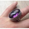 Zilveren ring met facet ovale Amethist in bewerkte setting 18 mm