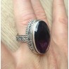 Zilveren ring met facet ovale Amethist in bewerkte setting 18 mm