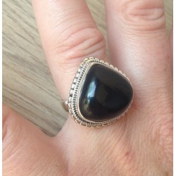 Zilveren ring met zwarte Onyx ringmaat 17 mm