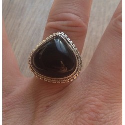 Zilveren ring met zwarte Onyx ringmaat 17 mm
