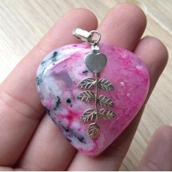 Zilveren hanger met grote roze Solar kwarts