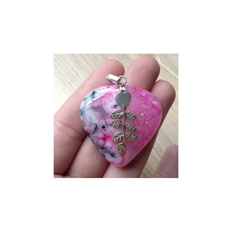 Zilveren hanger met grote roze Solar kwarts