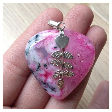 Zilveren hanger met grote roze Solar kwarts